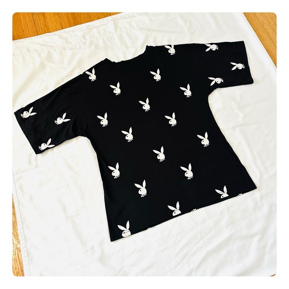 ★ Playboy Misguided Unisex Oversized Collab Graphic T-shirt - Black/White ★ - Picture 13 of 17